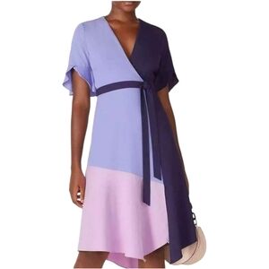 Anthropologie Hutch Women's Ombrr Colorblock Wrap Tie Waist Dress sz MED